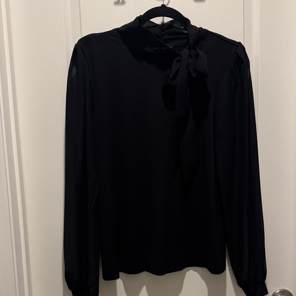 Cable & Gauge Black Blouse with Bow Detail